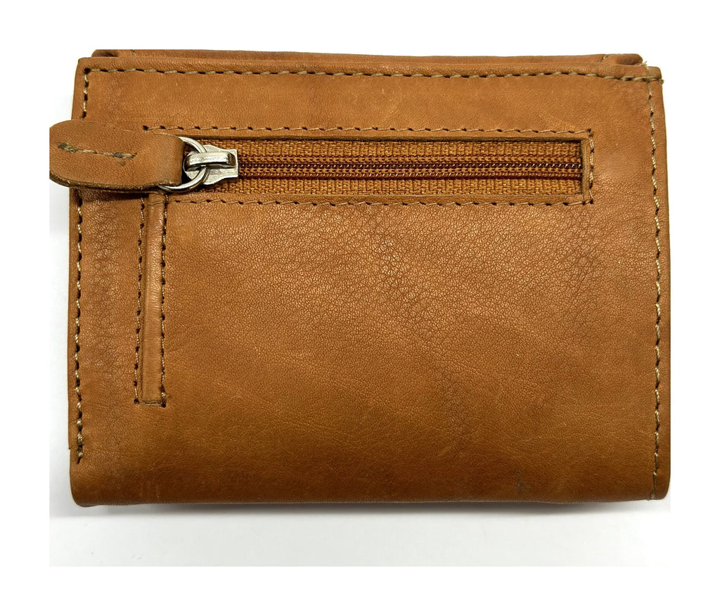 HE068 Tan Stitched Flap Wallet