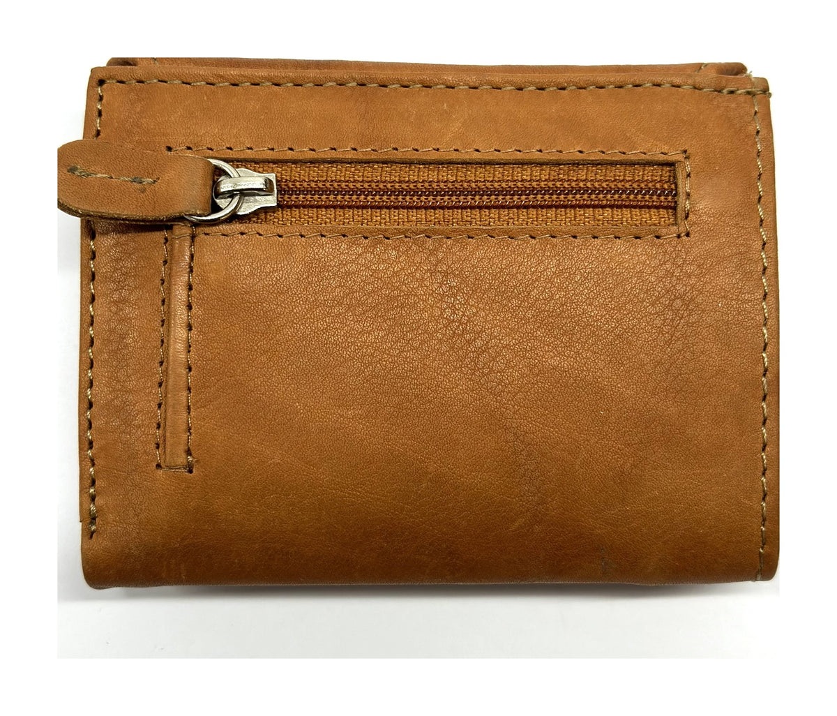 HE068 Tan Stitched Flap Wallet