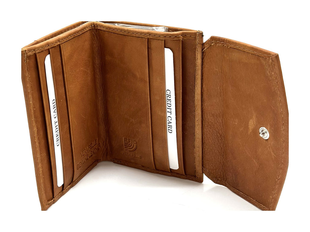 HE068 Tan Stitched Flap Wallet