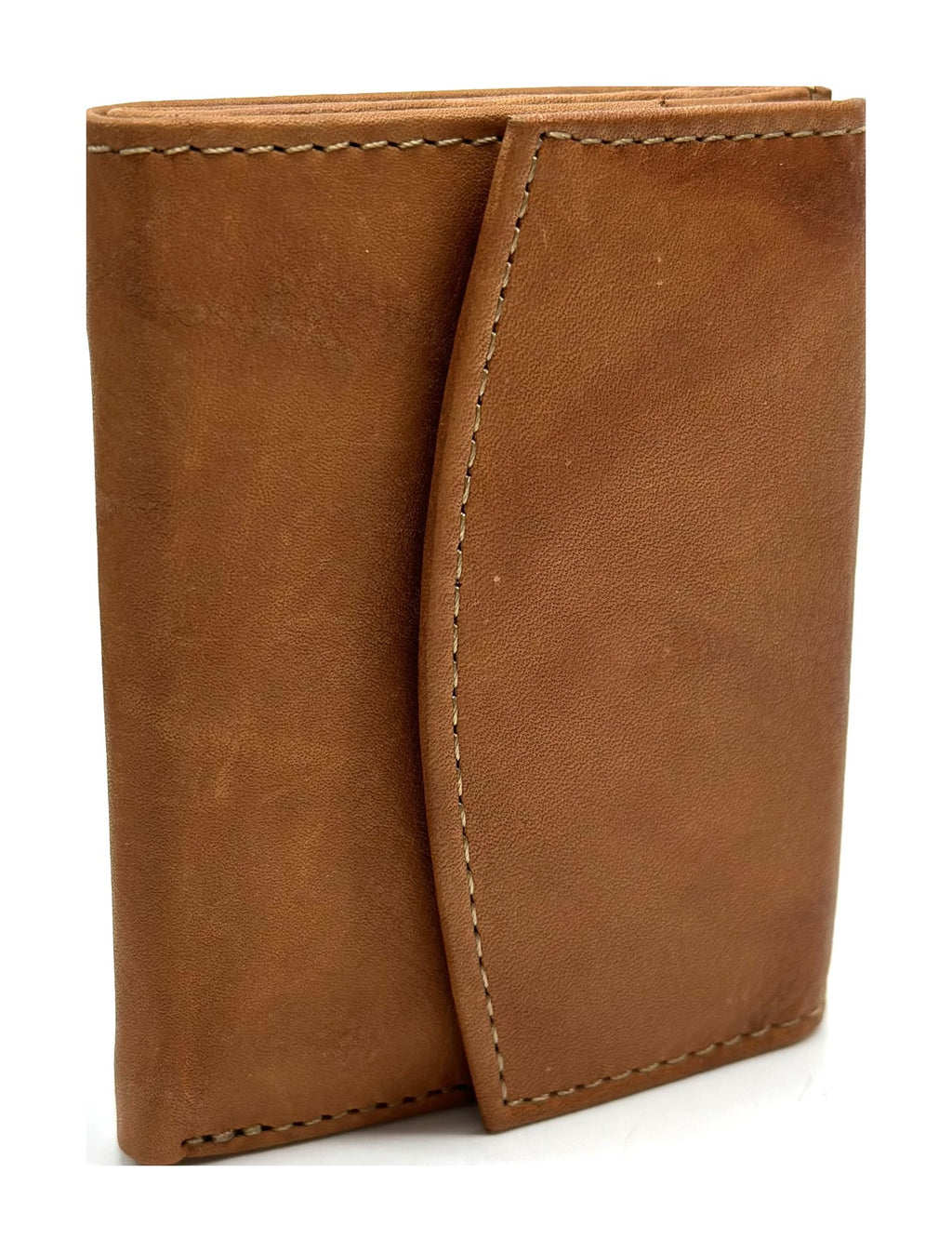 HE068 Tan Stitched Flap Wallet