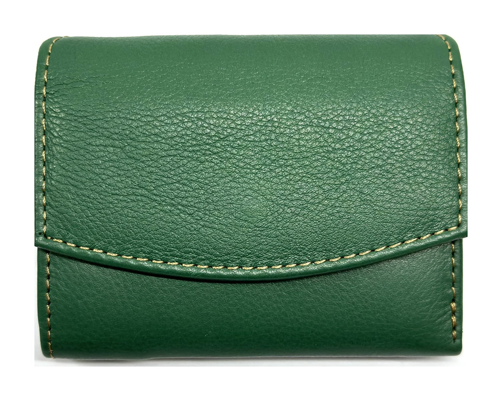 HE069 Forest Green Stitched Flap Wallet