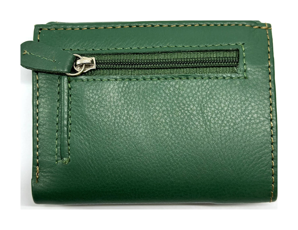 HE069 Forest Green Stitched Flap Wallet