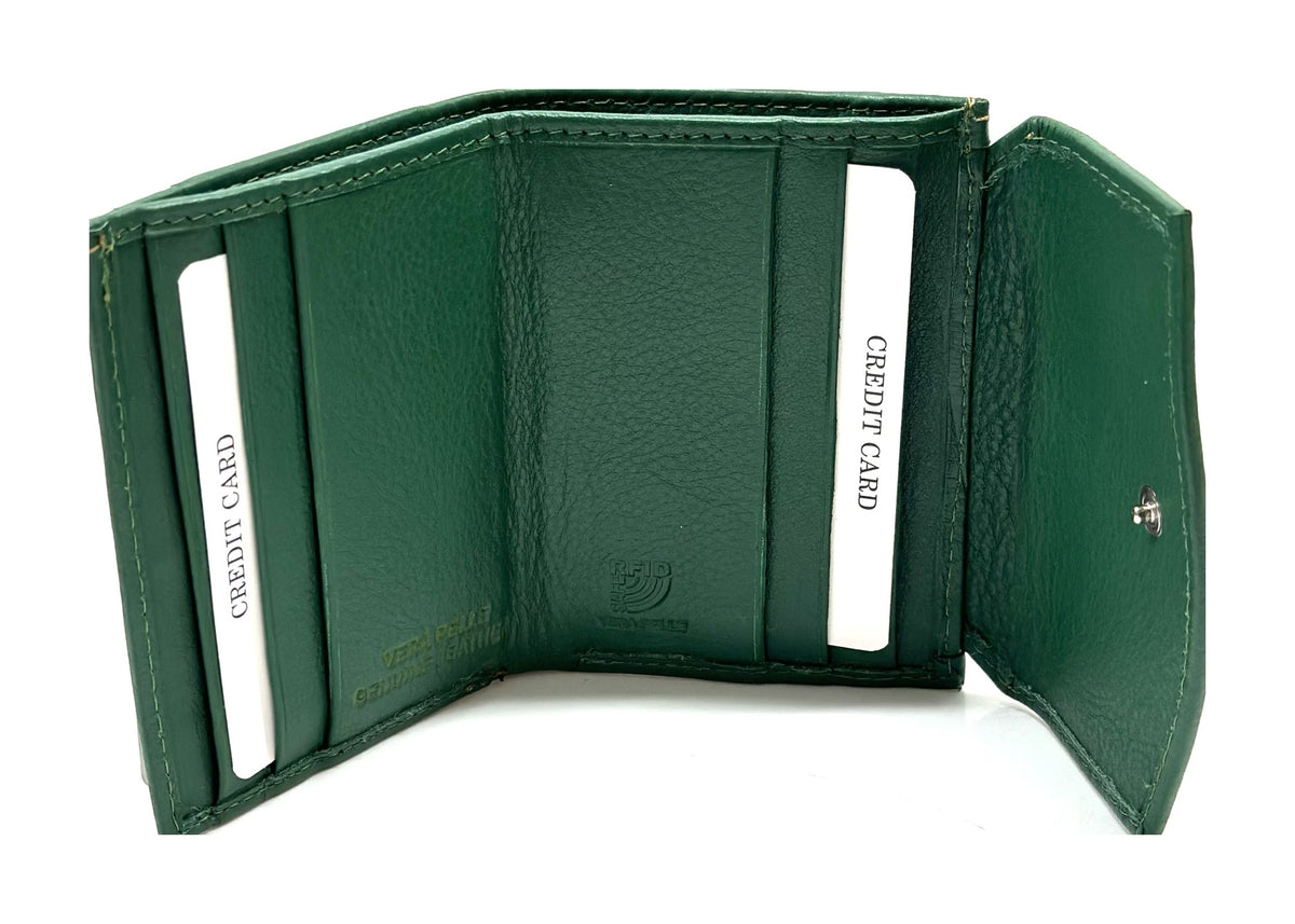 HE069 Forest Green Stitched Flap Wallet