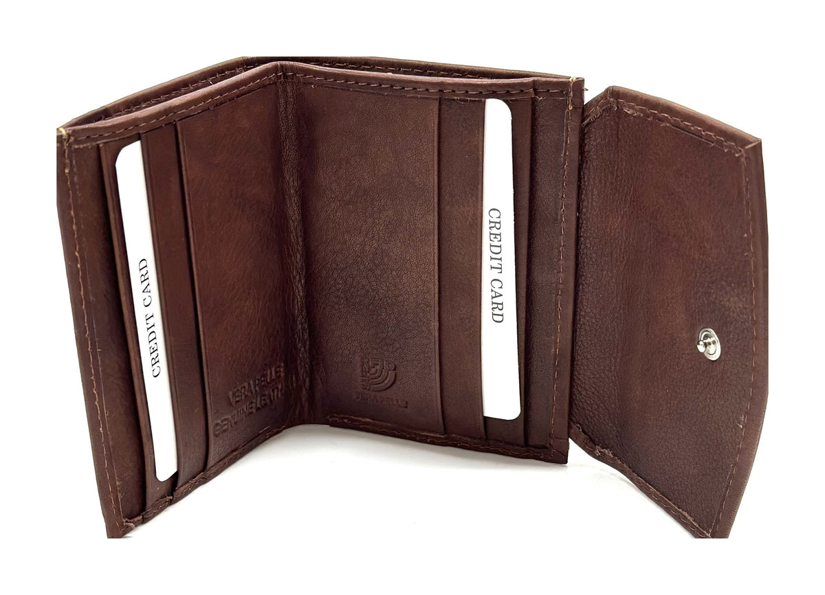HE070 Chestnut Brown Stitched Flap Wallet