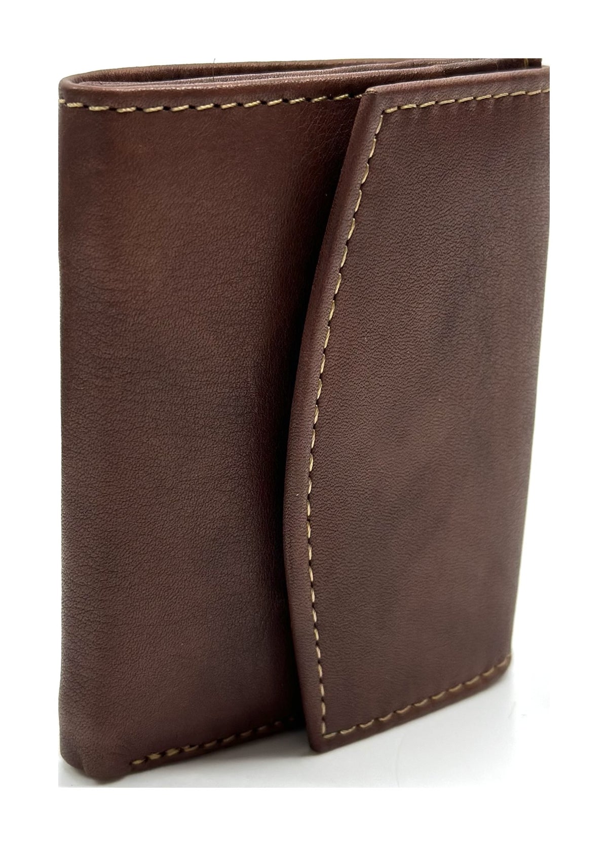 HE070 Chestnut Brown Stitched Flap Wallet
