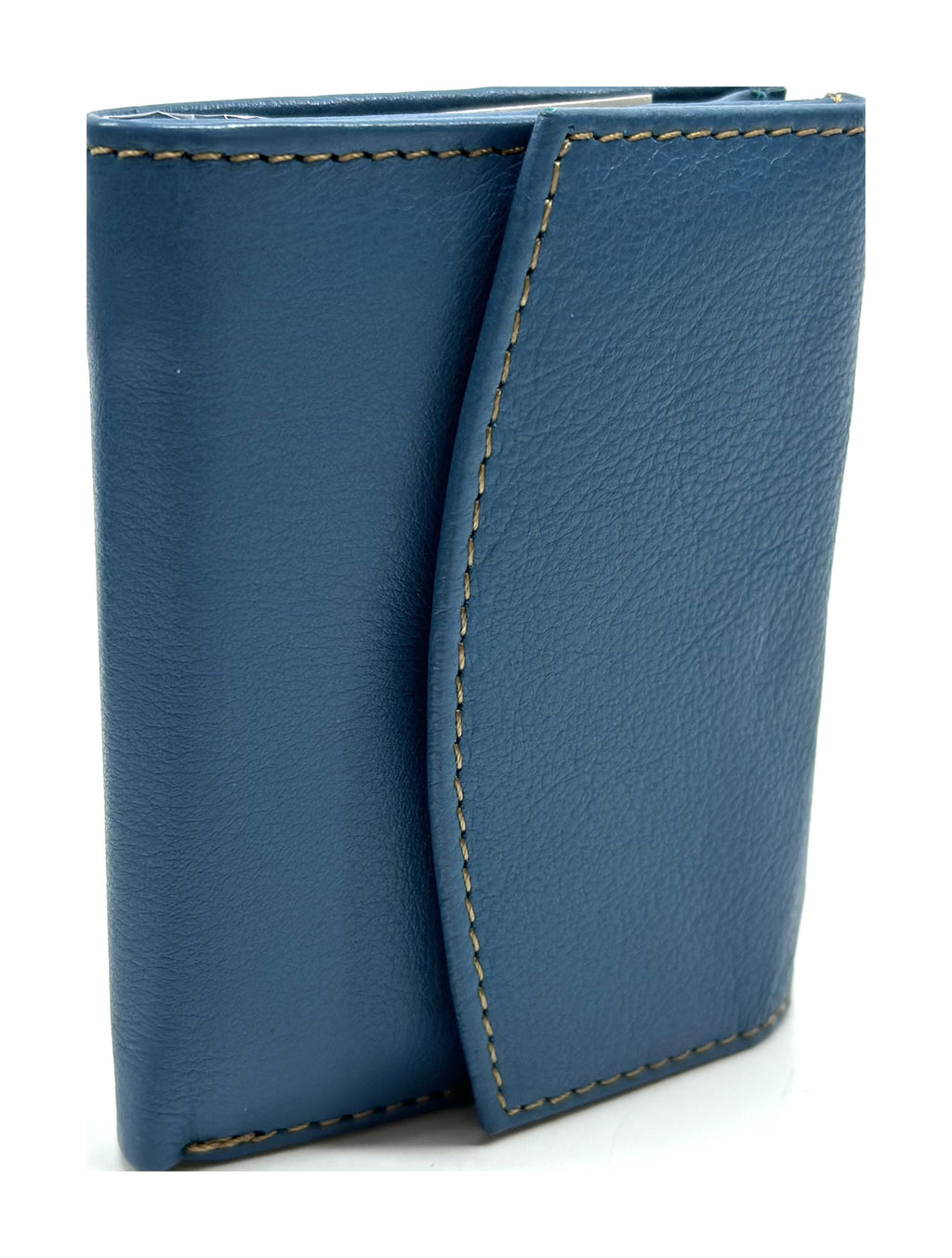 HE072 Steel Blue Stitched Flap Wallet