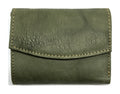 HE073 Olive Green Stitched Flap Wallet