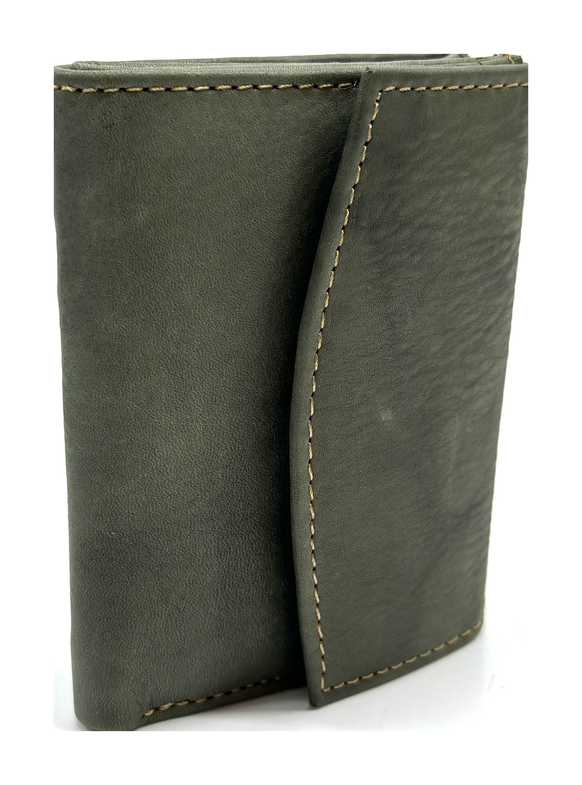 HE073 Olive Green Stitched Flap Wallet