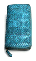 HE075 Turquoise Woven Zip Around Wallet