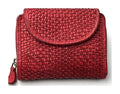 HE079 Red Woven Round Flap Wallet