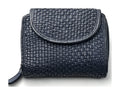 HE082 Navy Woven Round Flap Wallet