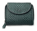 HE084 Forest Green Woven Leather Round Flap Wallet