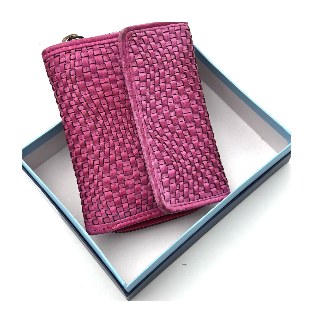 HE089 Fuchsia Braided Flap Wallet