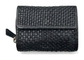 HE090 Black Braided Leather Flap Wallet