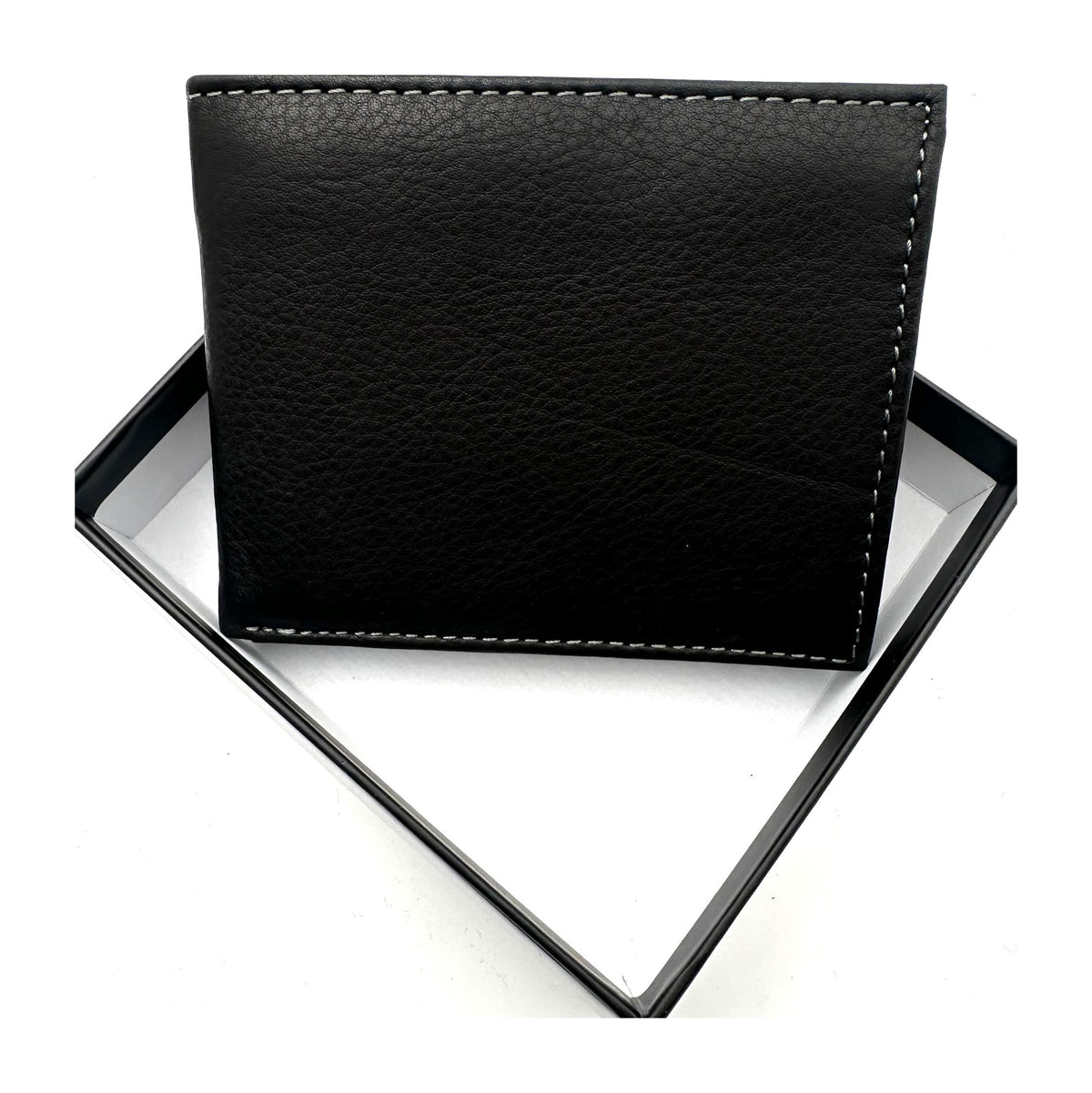 HE091 Black Stitched Bifold Wallet