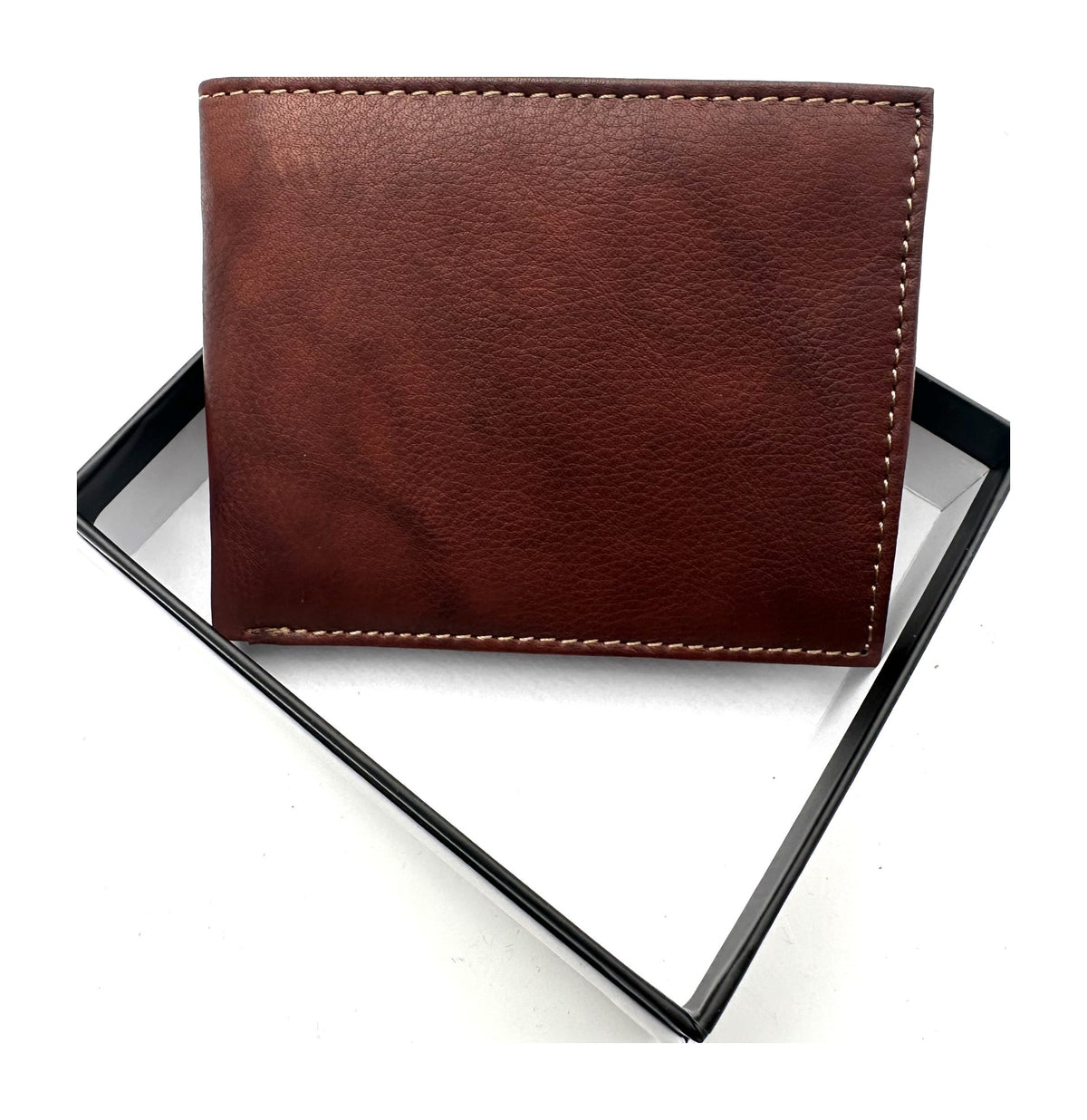 HE092 Chestnut Brown Stitched Bifold Wallet