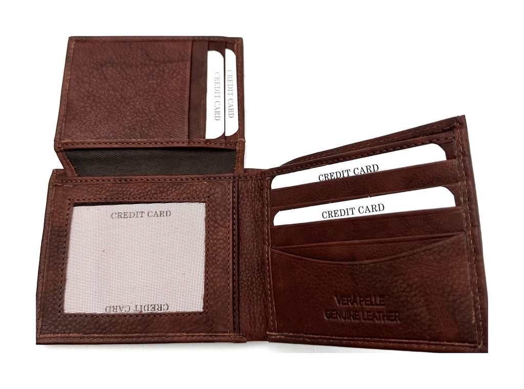 HE092 Chestnut Brown Stitched Bifold Wallet