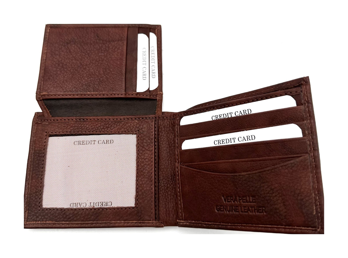 HE092 Chestnut Brown Stitched Bifold Wallet