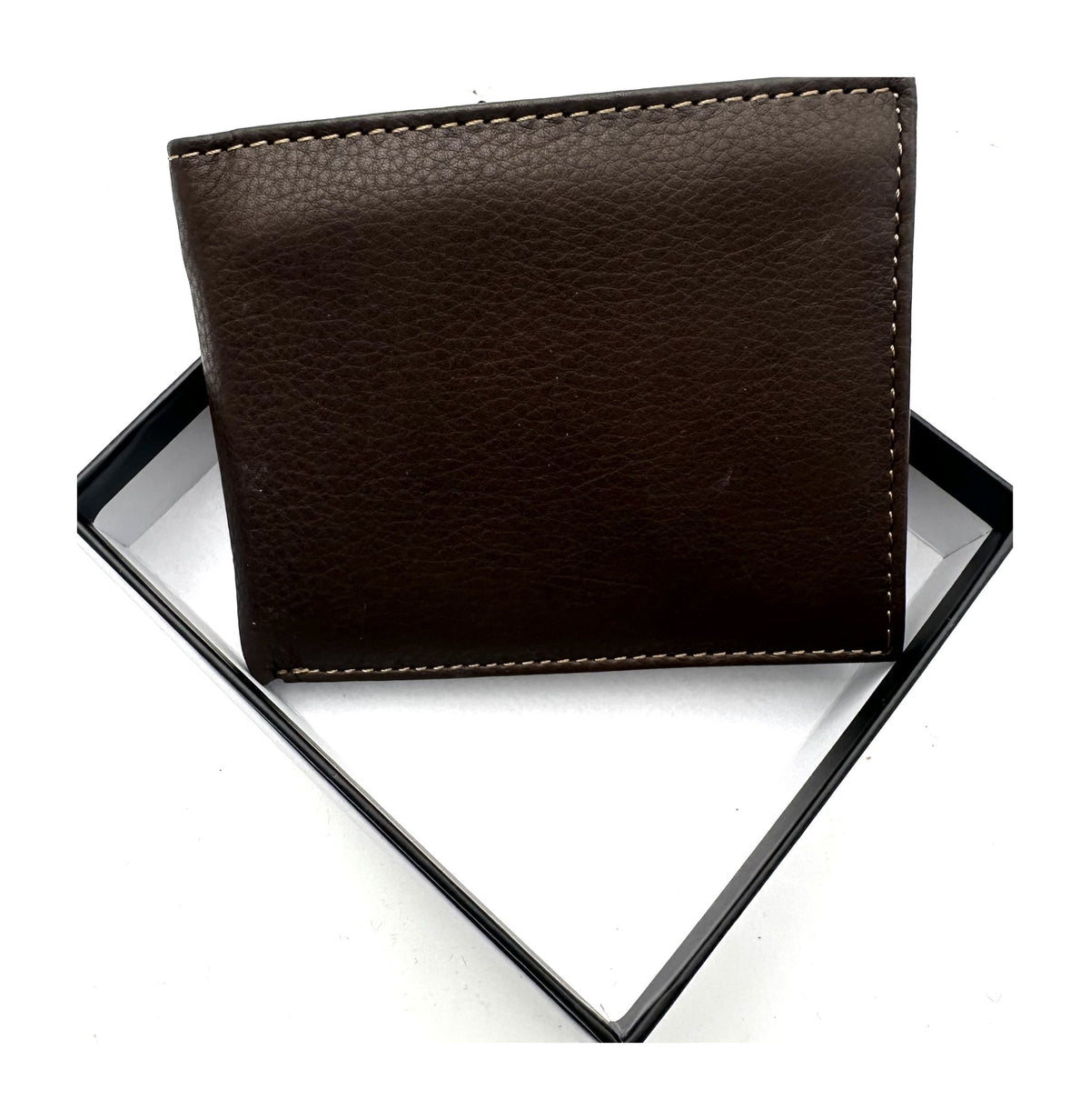 HE093 Dark Brown Stitched Bifold Wallet