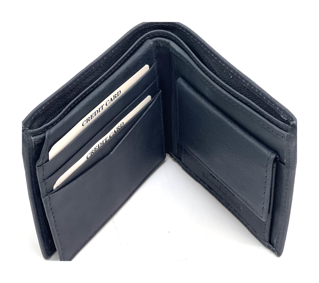 HE094 Navy Zip Pocket Bifold Wallet