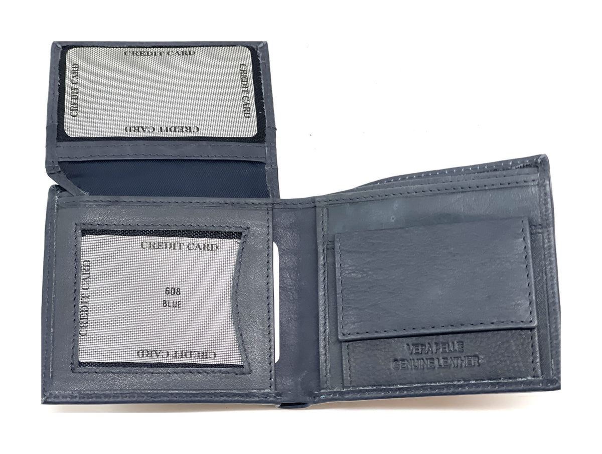 HE094 Navy Zip Pocket Bifold Wallet