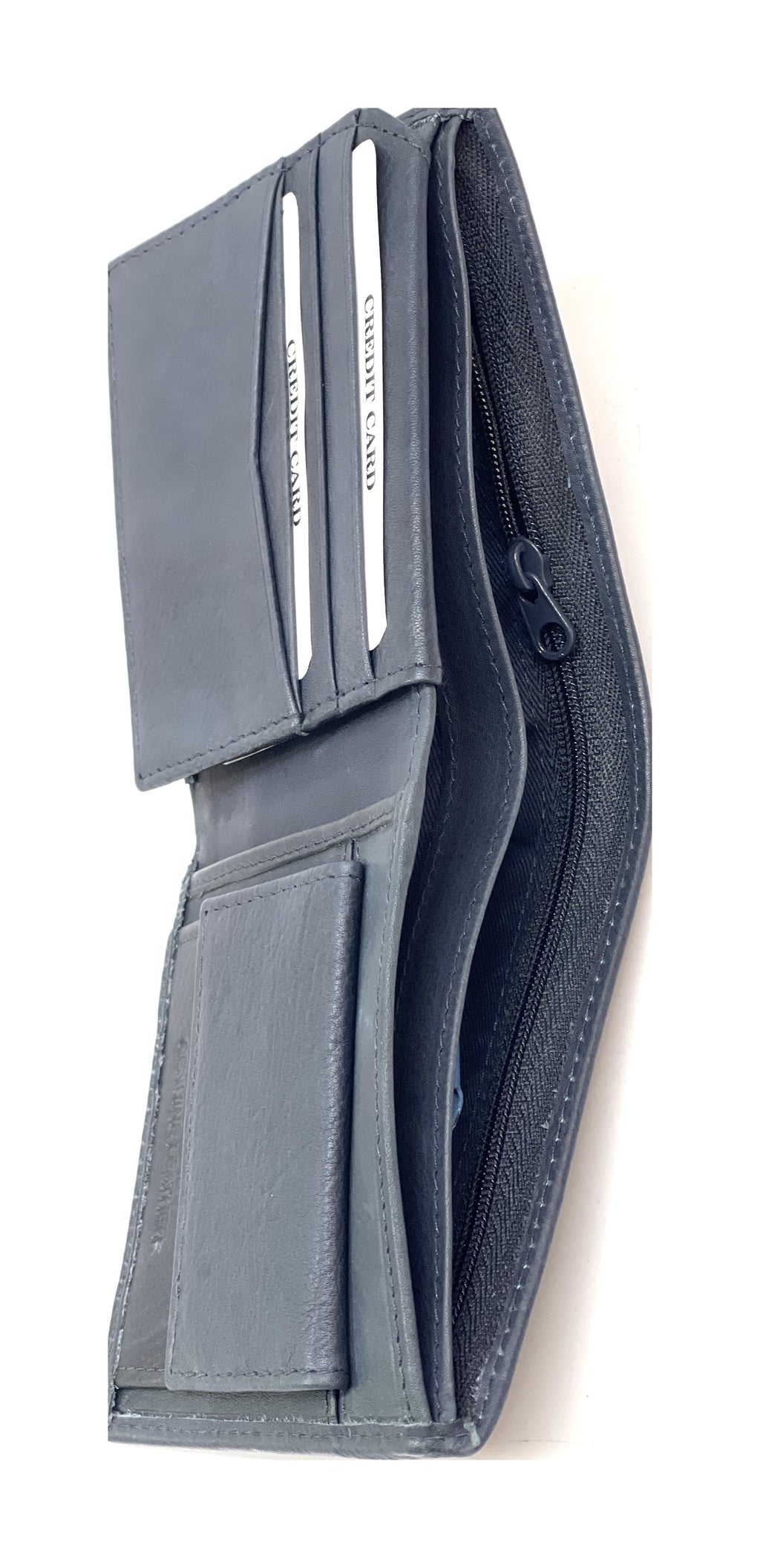 HE094 Navy Zip Pocket Bifold Wallet