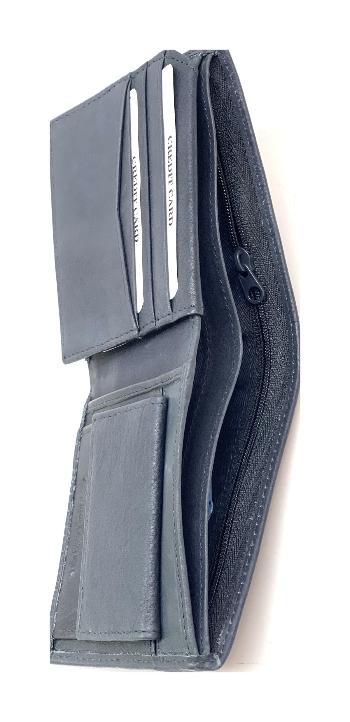 HE094 Navy Zip Pocket Bifold Wallet
