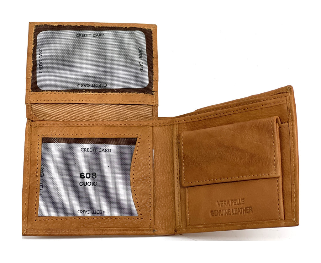 HE095 Tan Zip Pocket Bifold Wallet
