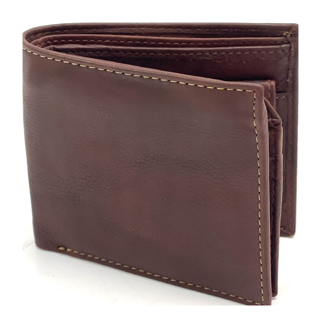 HE096 Dark Brown Zip Pocket Bifold Wallet