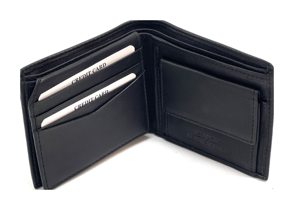 HE098 Black Zip Pocket Bifold Wallet