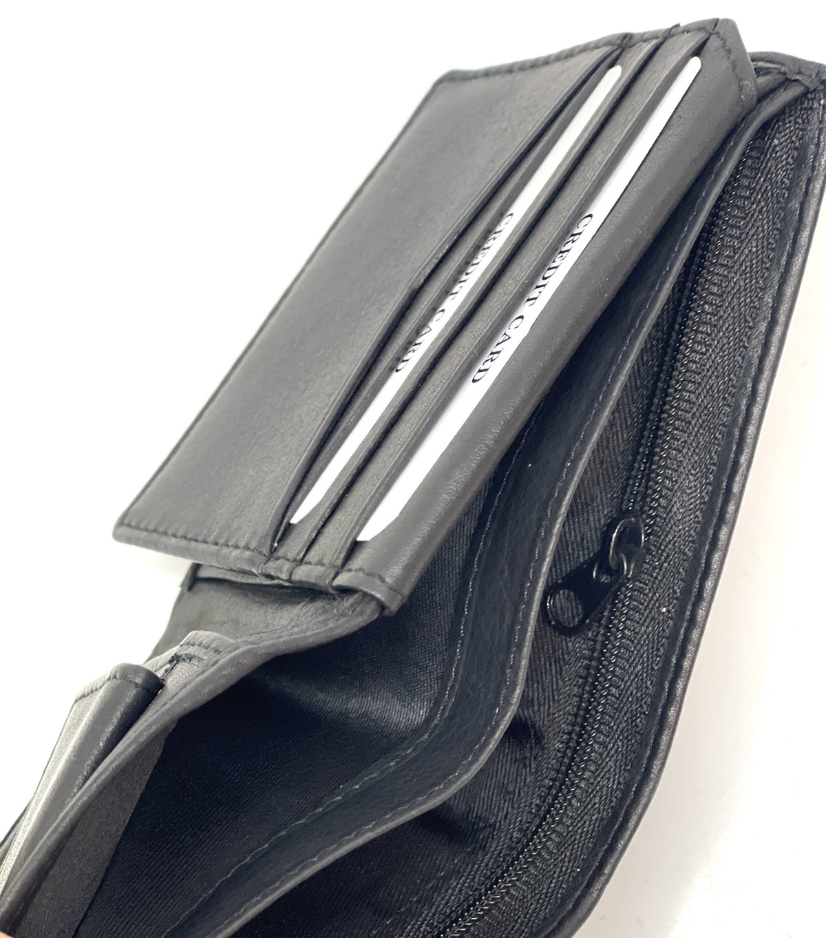 HE098 Black Zip Pocket Bifold Wallet