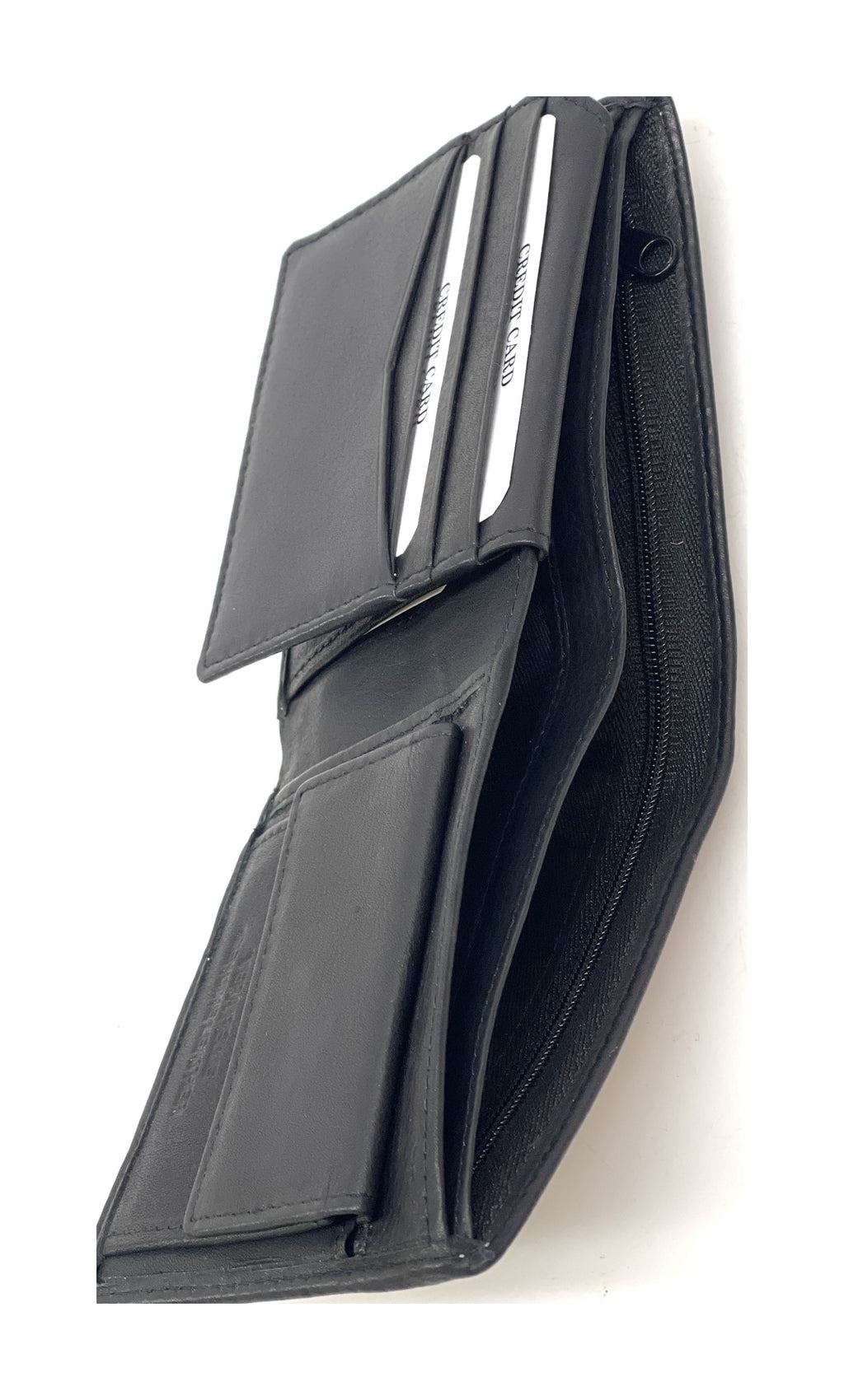HE098 Black Zip Pocket Bifold Wallet
