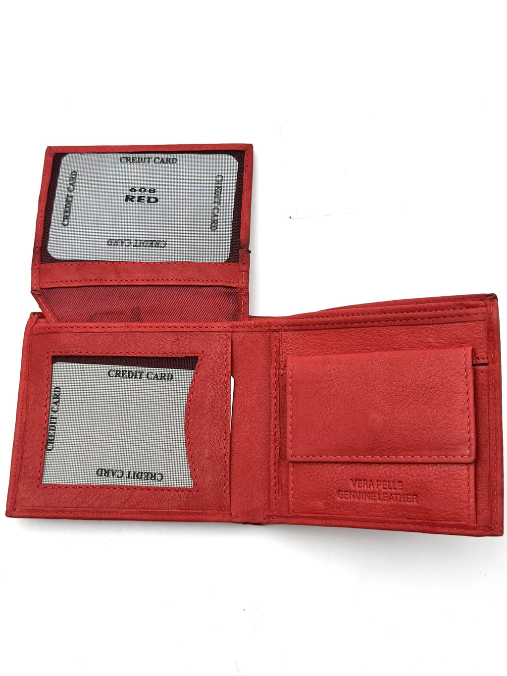 HE099 Red Zip Pocket Bifold Wallet