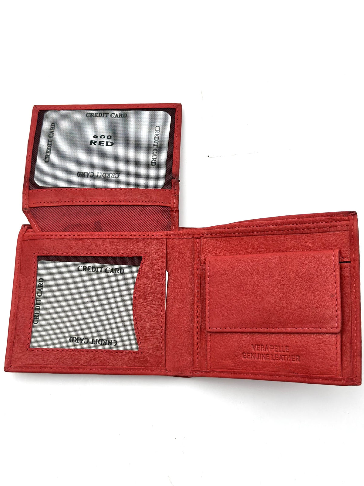 HE099 Red Zip Pocket Bifold Wallet
