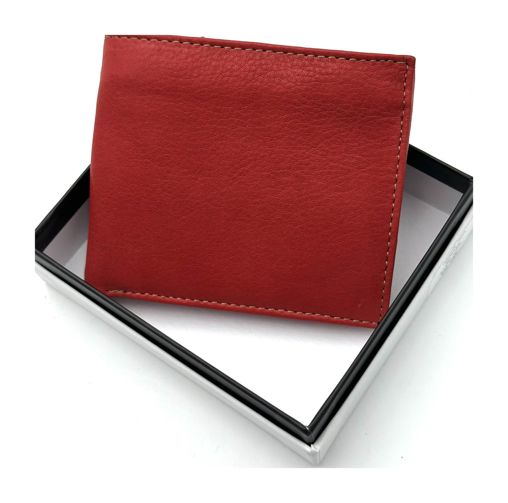 HE099 Red Zip Pocket Bifold Wallet