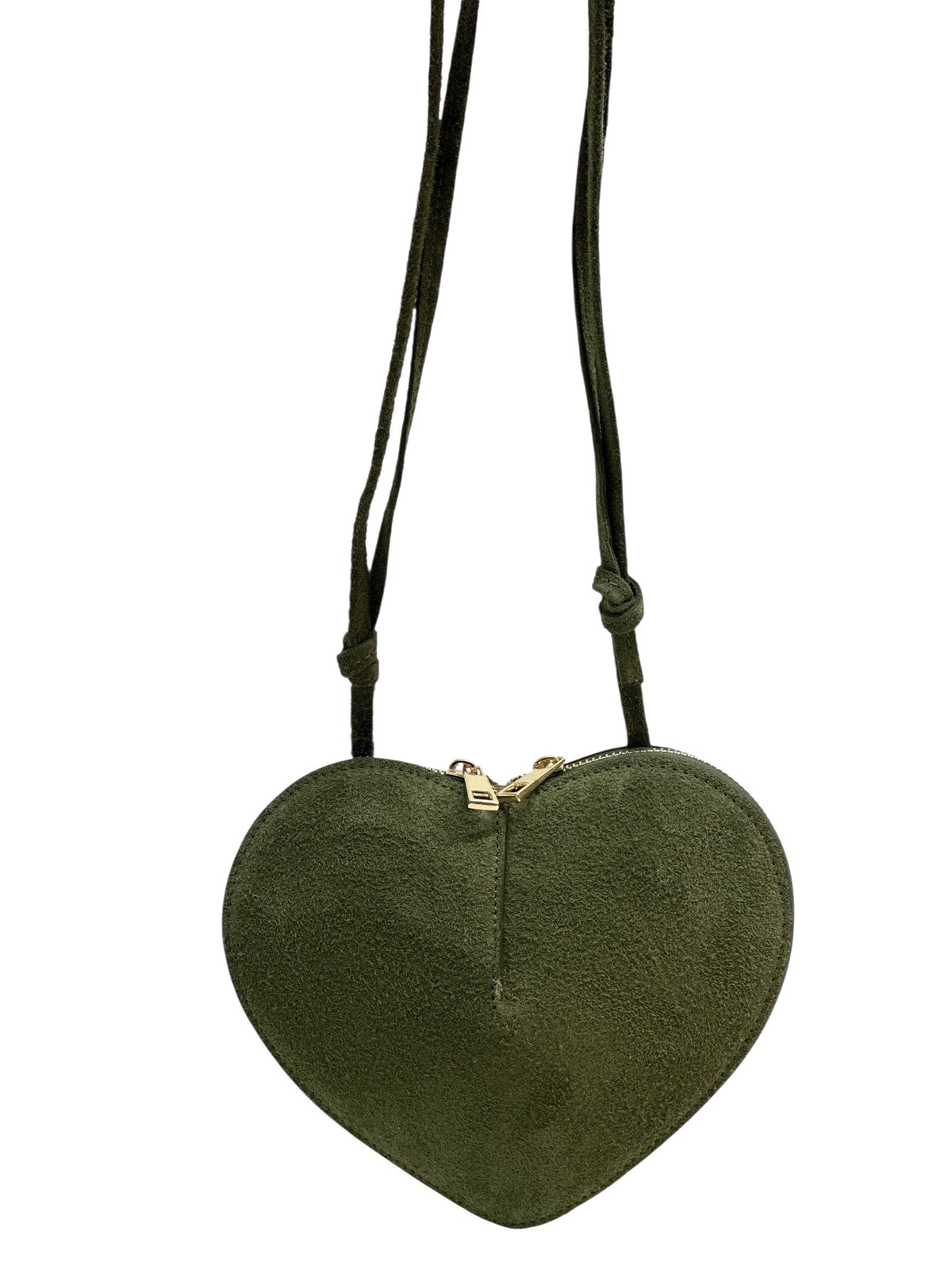 HE1000 Military Green Heart Suede Crossbody Bag