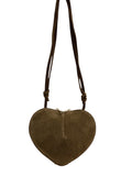 HE1001 Dark Taupe Heart Suede Crossbody Bag