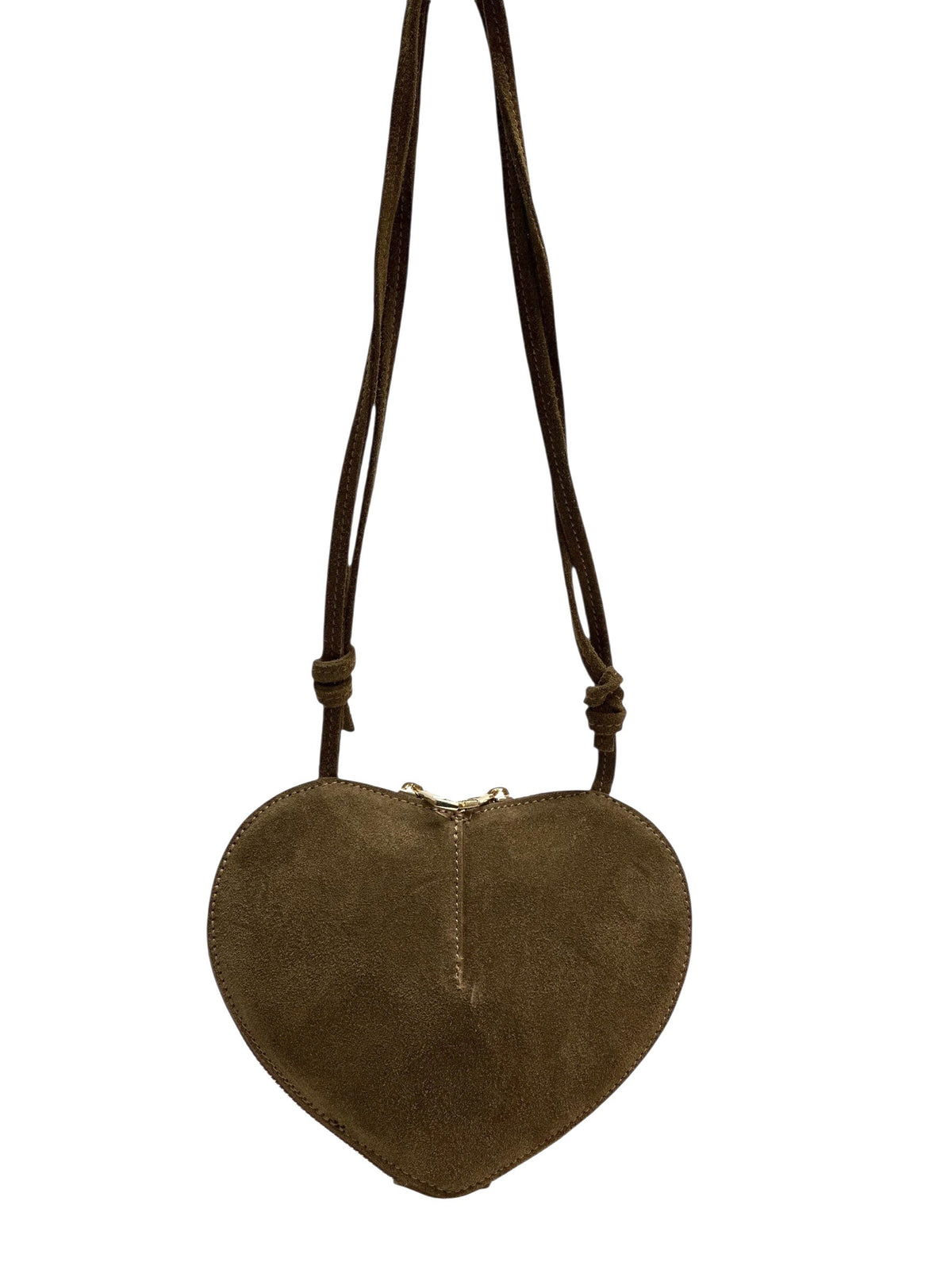 HE1001 Dark Taupe Heart Suede Crossbody Bag