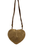 HE1002 Taupe Heart Suede Crossbody Bag