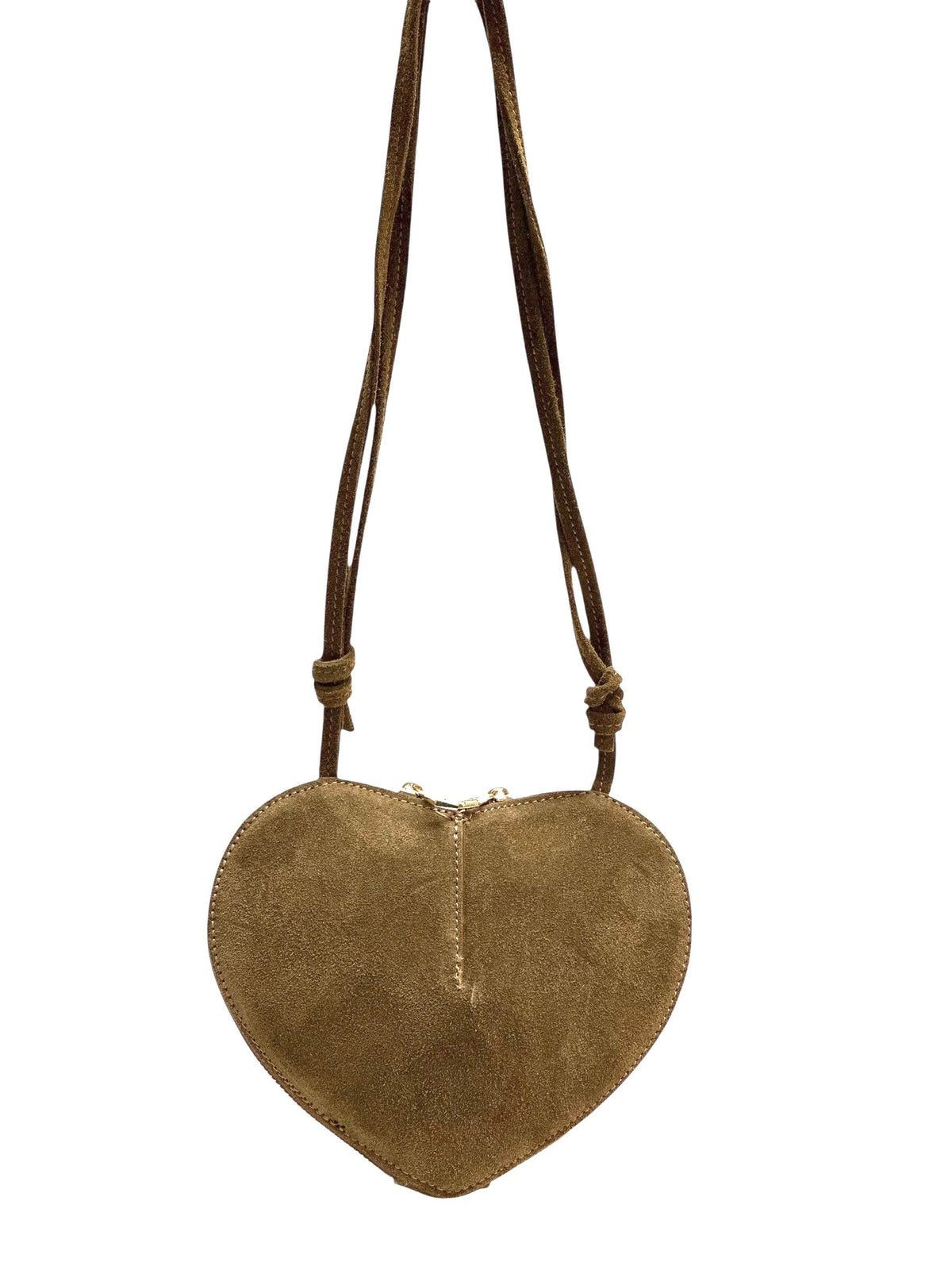 HE1002 Taupe Heart Suede Crossbody Bag