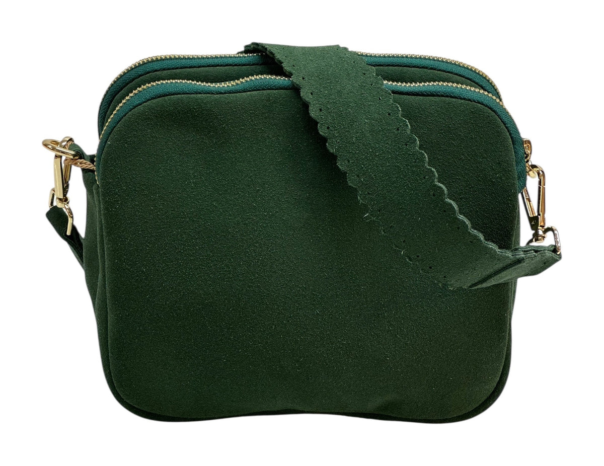 HE1004 Dark Green Suede Crossbody Bag