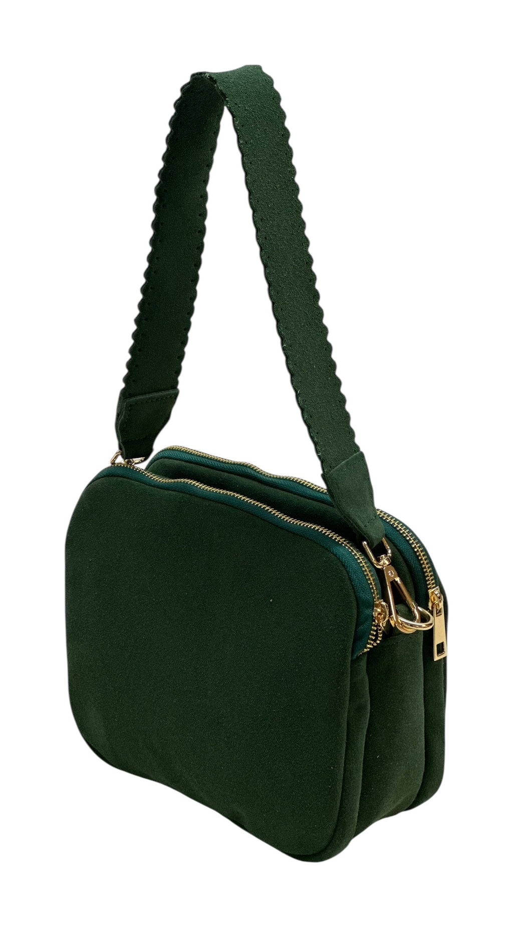 HE1004 Dark Green Suede Crossbody Bag