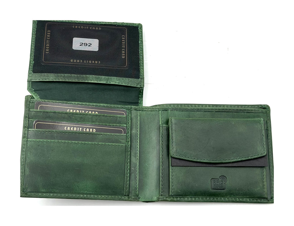 HE101 Forest Green RFID Leather Bifold Wallet