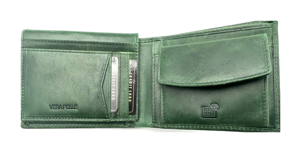 HE101 Forest Green RFID Leather Bifold Wallet