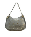 HE1013 Grey Studded Suede Shoulder Bag