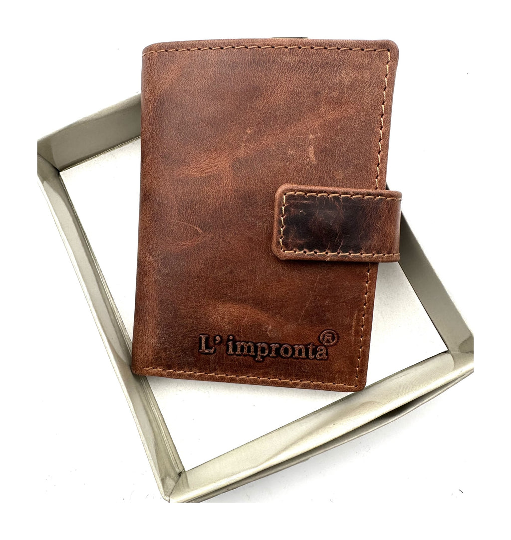 HE102 Cognac Brown Vertical Snap Wallet