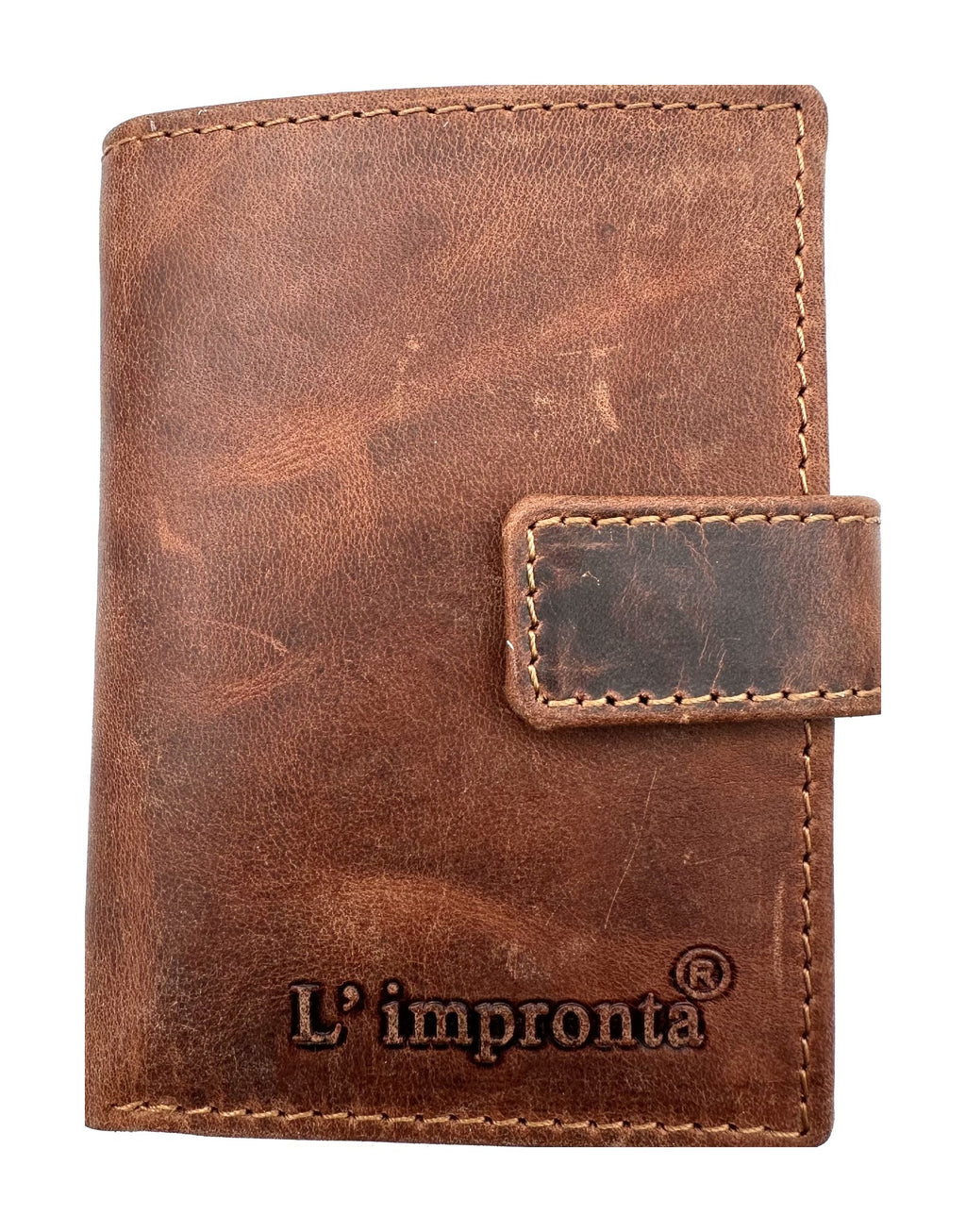 HE102 Cognac Brown Vertical Snap Wallet
