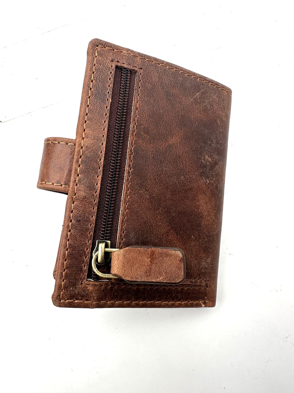 HE102 Cognac Brown Vertical Snap Wallet