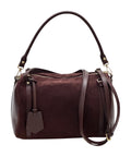 HE1028 Burgundy Barrel Suede Satchel