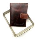 HE103 Dark Brown Leather Vertical Snap Wallet